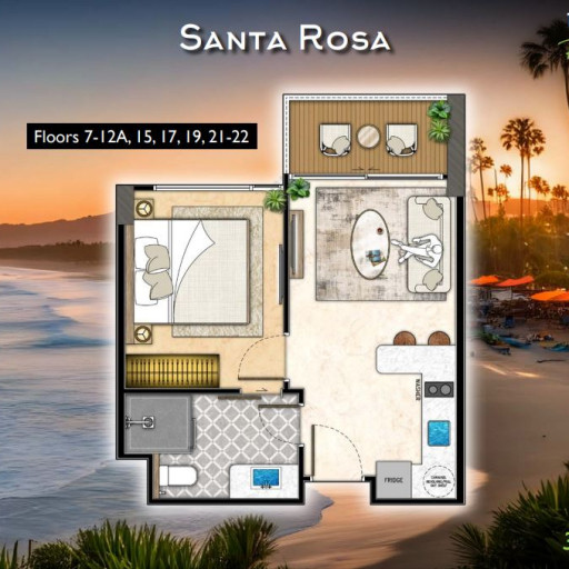 The Riviera California, 1 Bedroom - 37 m²