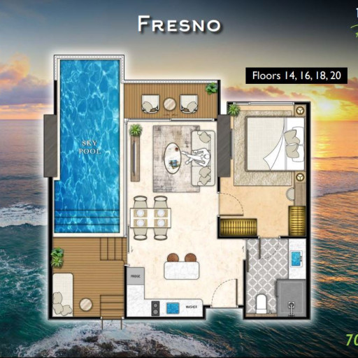 The Riviera California, 1 Bedroom - 71 m²