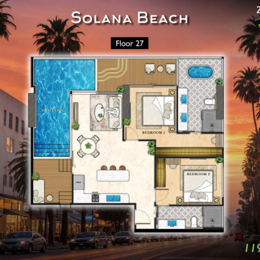 The Riviera California, 2 Bedroom - 119 m²