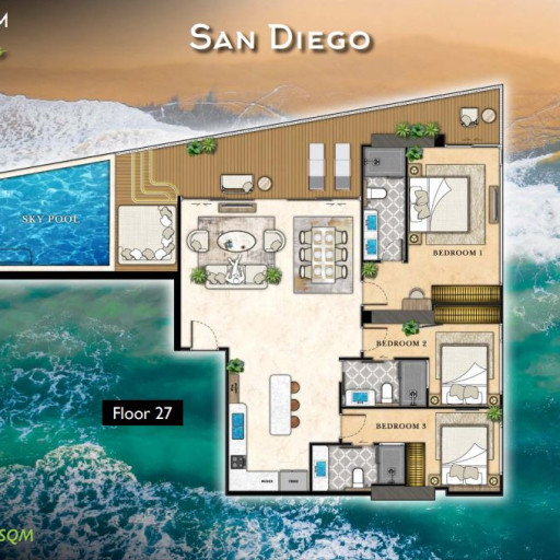 The Riviera California, 3 bedrooms apartments - from 134 m² to 155 m²